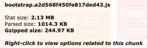 webpack-bundle-analyzerでの計測結果、bootstrap.jsのサイズが244.97KB