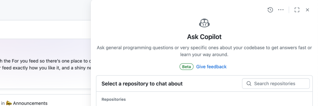 GitHub Copilot select repository