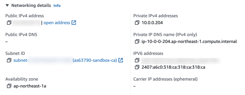 EC2のIPv6アドレス設定