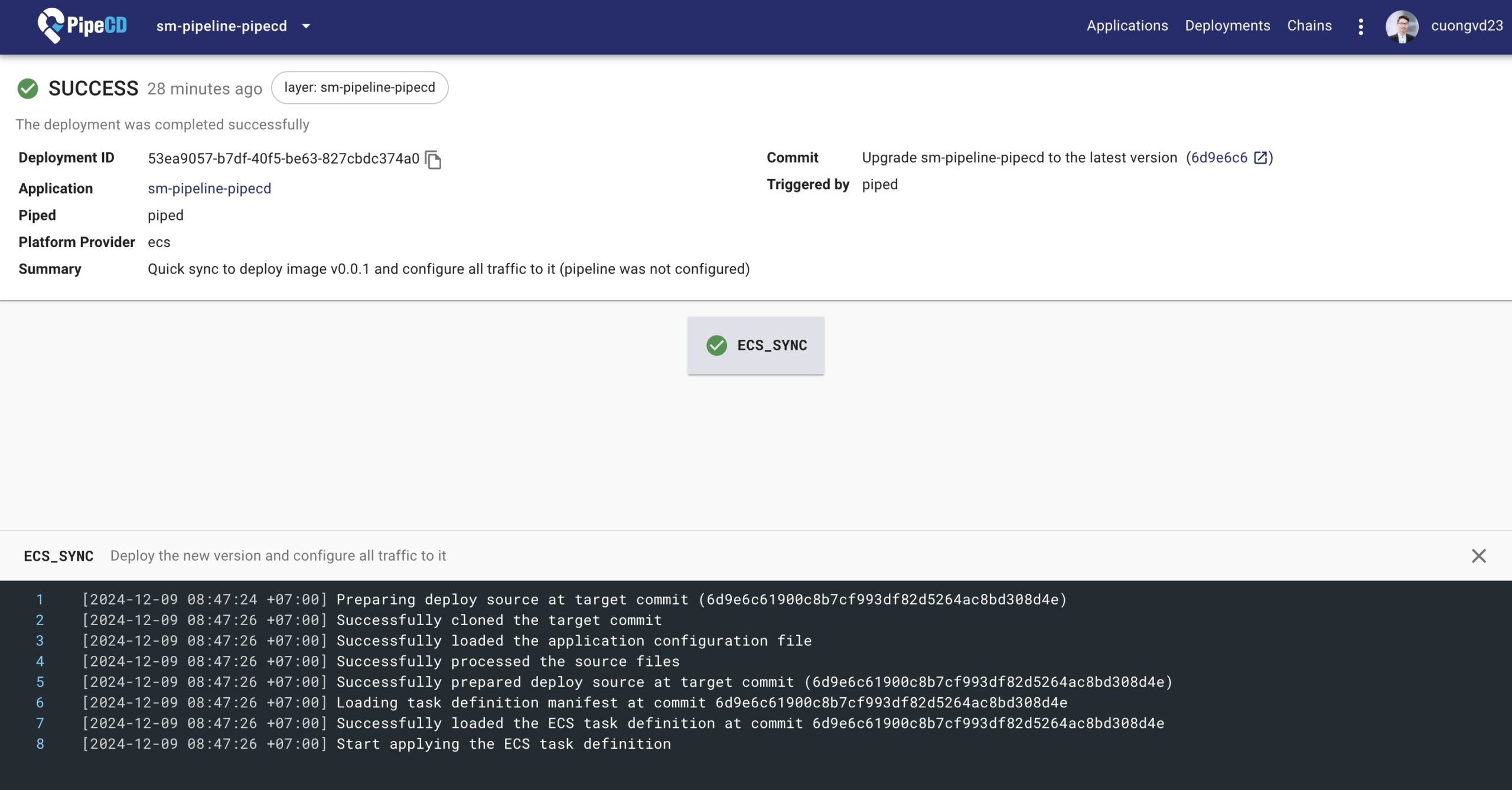 PipeCD Triggered ECS Task Deployment