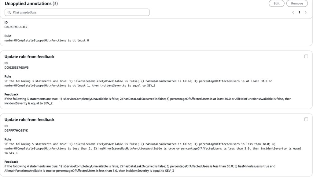 Rule edit annotations