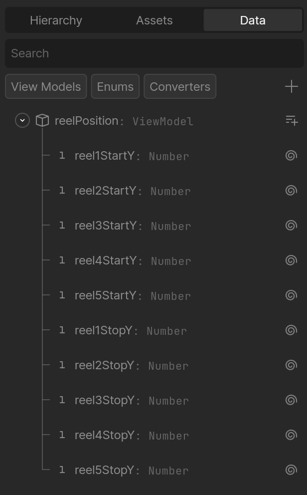 Rive の「Data Binding」指定画面