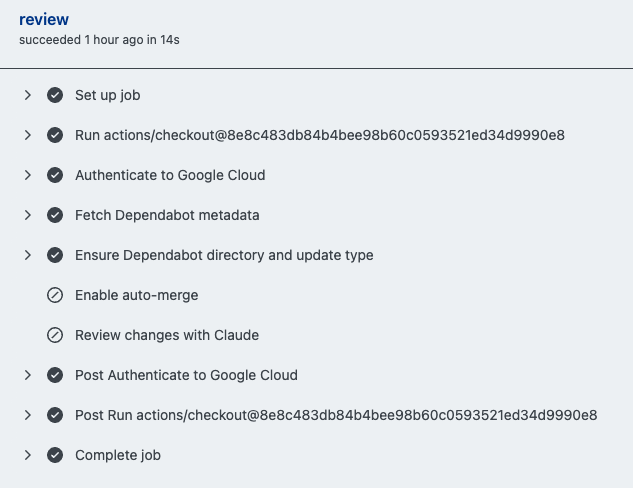 AIによるレビューがスキップされている様子