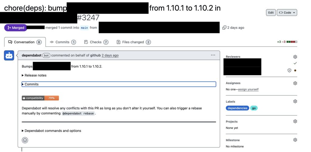 信頼できる開発元として指定していない依存関係更新のPR