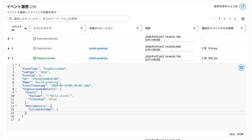 Durable Operationの履歴