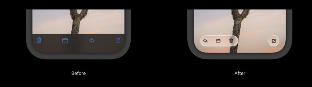 Liquid Glassの半透明ガラス質感を適用したUIの例2